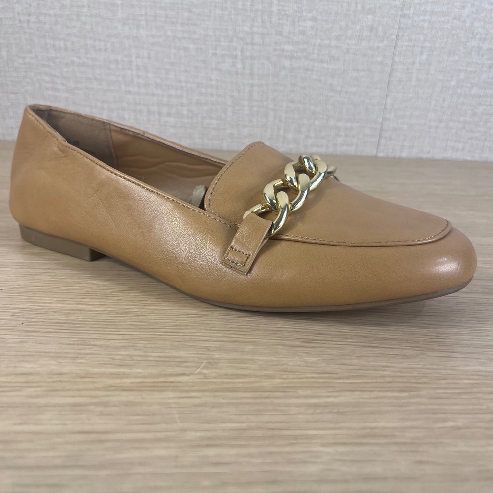 Rouge Helium Camel Chain Loafers Women's Size 9 Chic Minimalist Flats
